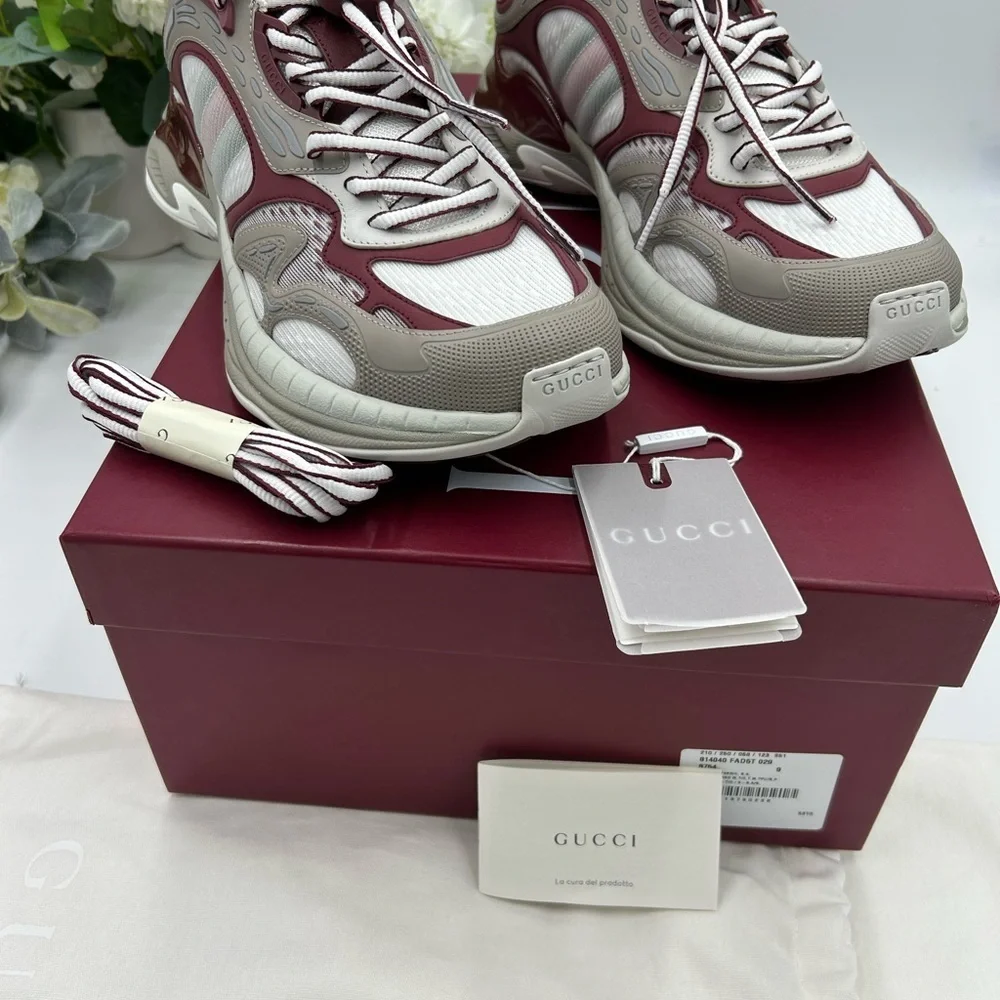Men's Gucci 2.0 sneakers in white/gray/burgundy size 9 made in Italy